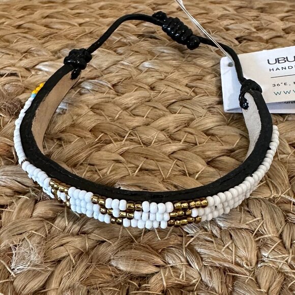 Ubuntu Life White & Gold Beaded Bracelet - Picture 5 of 6